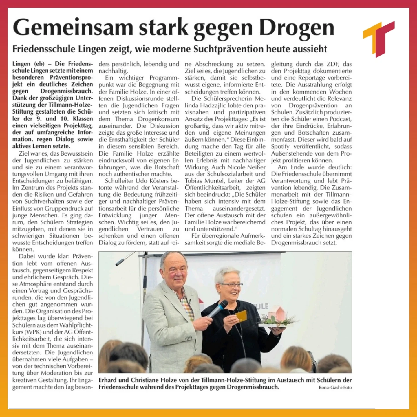 Bild des Zeitungsberichts